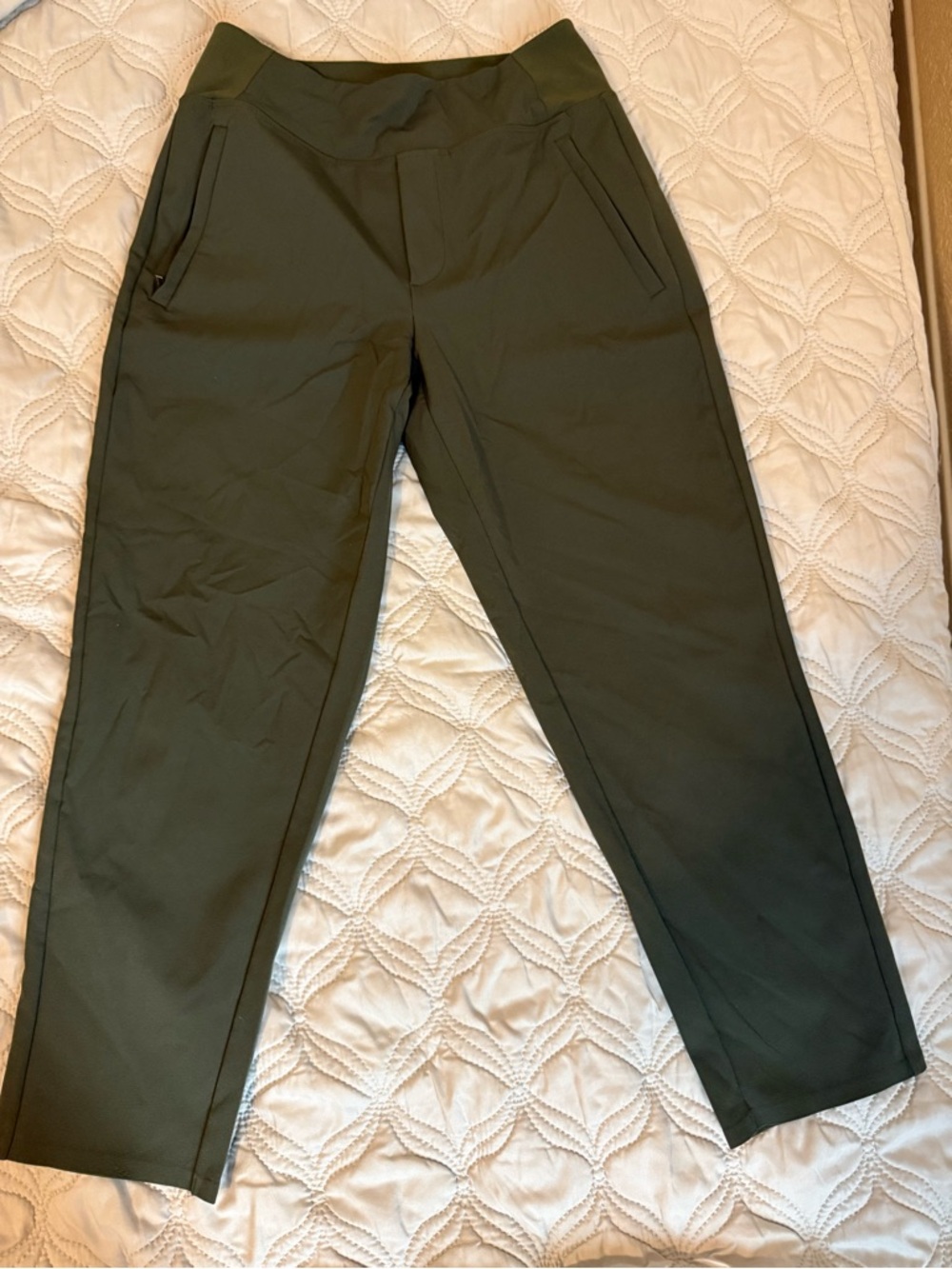 Athleta Women’s High Rise Pants Size 2 Petite Olive Green Travel Workwear